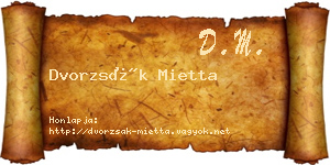 Dvorzsák Mietta névjegykártya